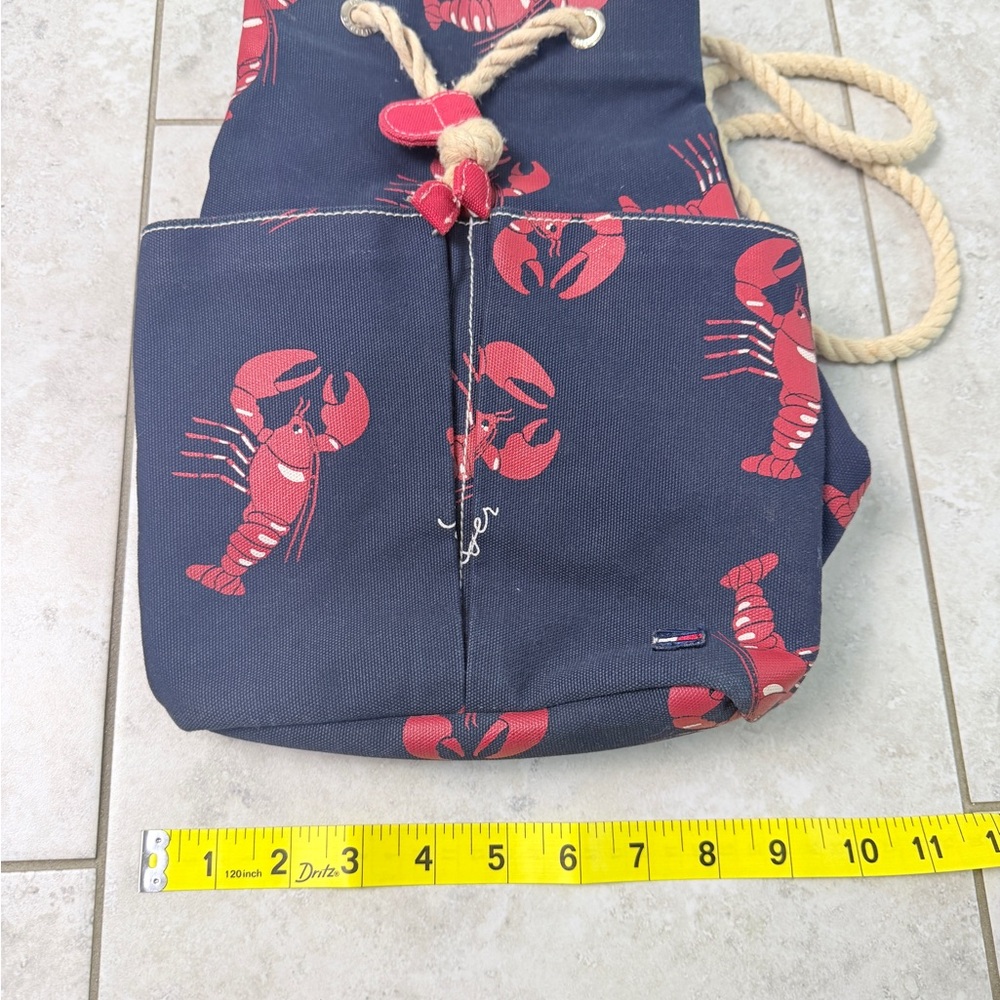 Tommy Hilfiger Lobster Print Canvas Drawstring Backpack Nautical Bucket Bag - Picture 8 of 14
